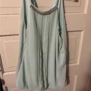 Express Light Blue Blouse with Embellished Neckline